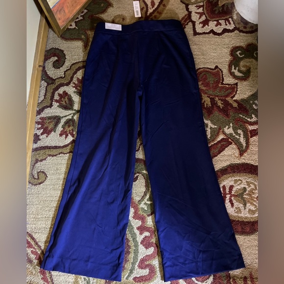 CHICOS Size 1.5 Medium US 10 Seasonless Pointe Wideleg Navy Blue Stretch $89 NEW - Picture 3 of 16